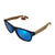 Bamboo Blonde Wayfarer Style Sunglasses Matte Black / Mirror Blue 
