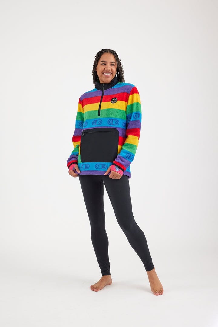 Airblaster Fleece Half Zip Rainbow Stripe XS 