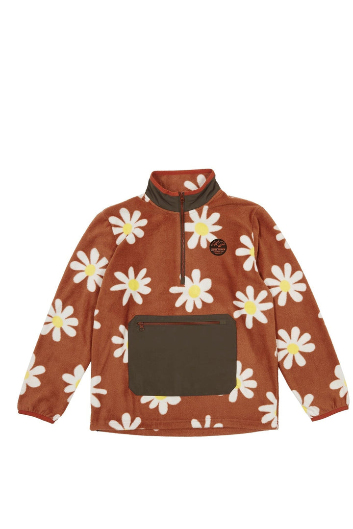 Airblaster Fleece Half Zip Rust Big Daisy XS 