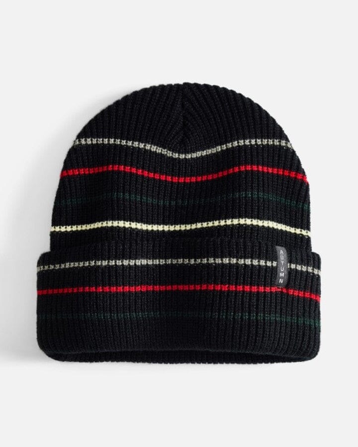 Autumn Multi Stripe Beanie Black 