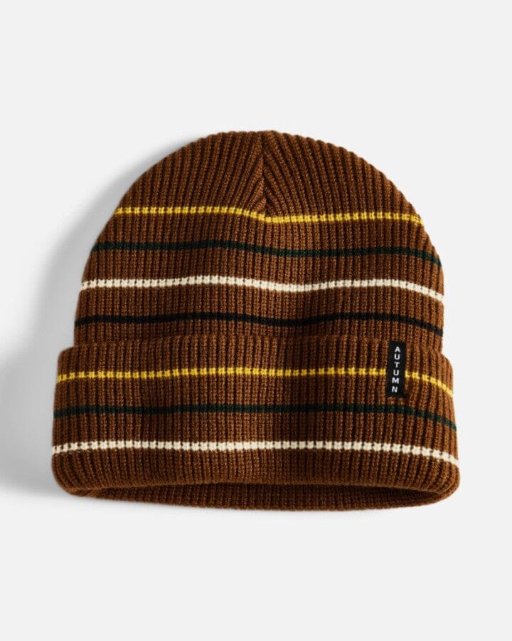 Autumn Multi Stripe Beanie Brown 