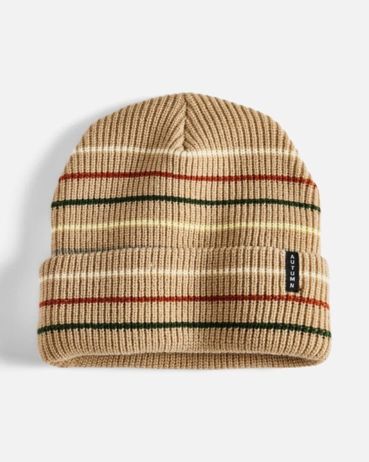 Autumn Multi Stripe Beanie Khaki 