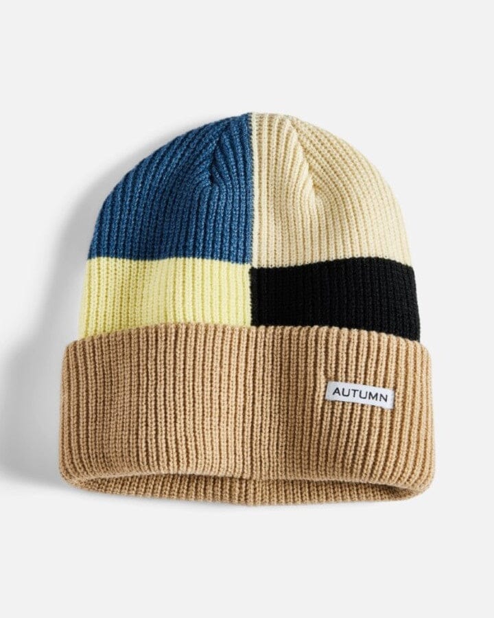 Autumn Patchwork Beanie Khaki 