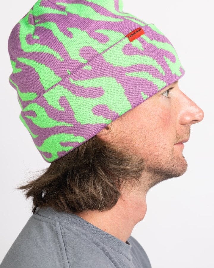 Autumn Tribal Flames Beanie Lavender 