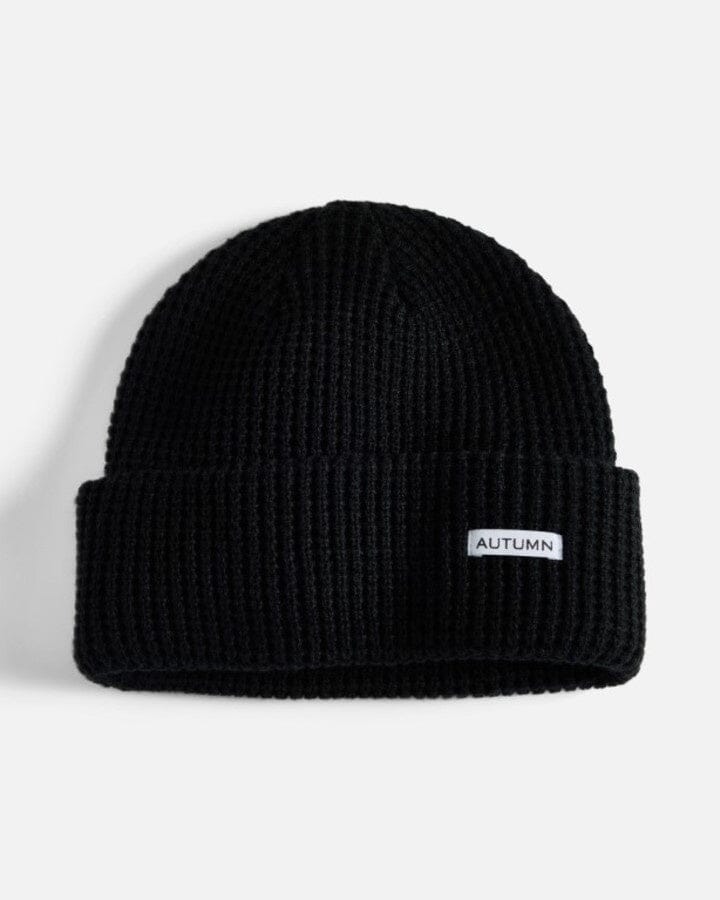 Autumn Waffle Beanie Black 