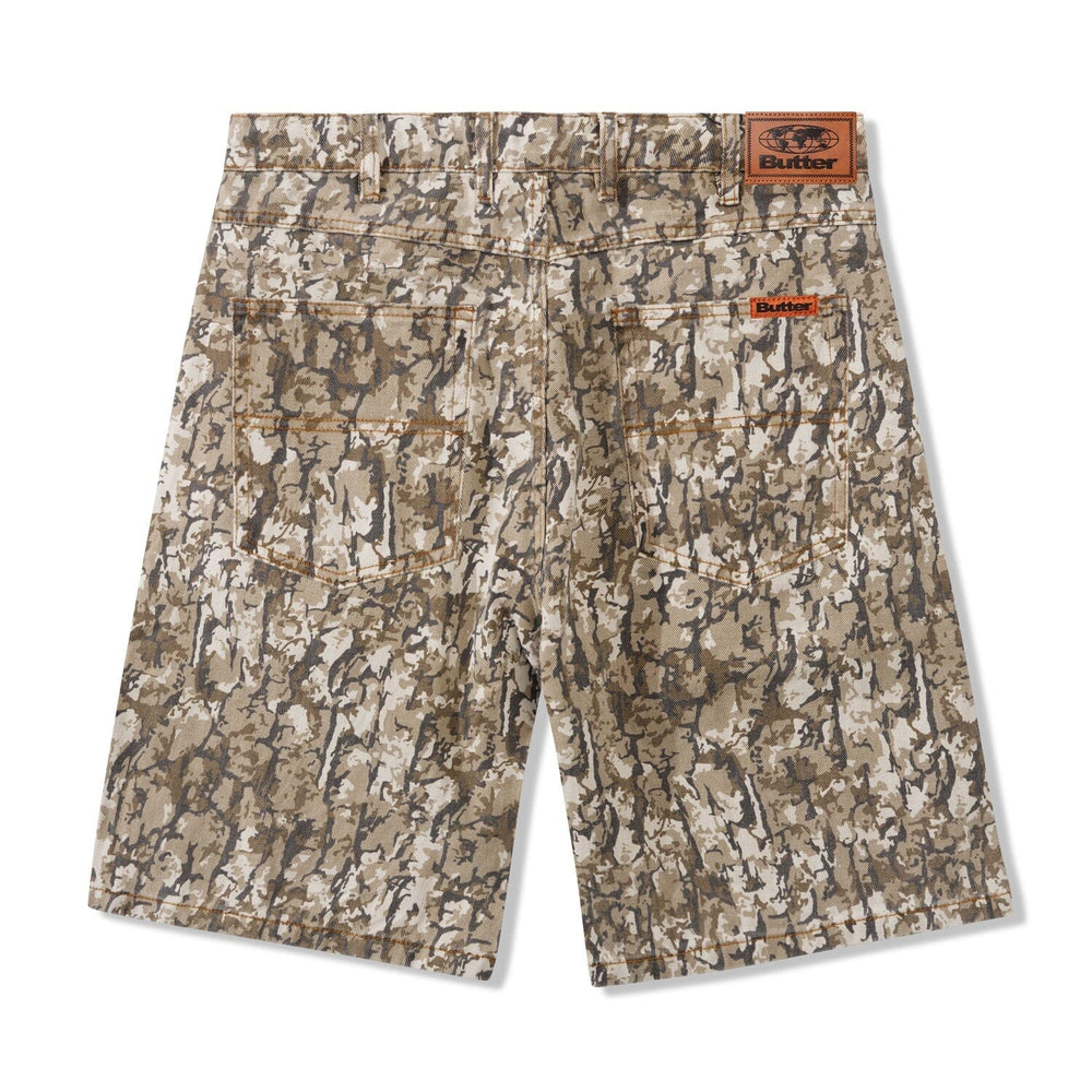 Butter Goods Bark Camo Denim Shorts Tan 28 