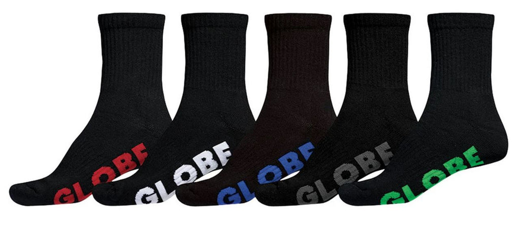 Globe Boys Stealth Crew Sock 5-Pack Black 
