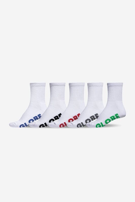 Globe Boys Stealth Crew Sock 5-Pack White 