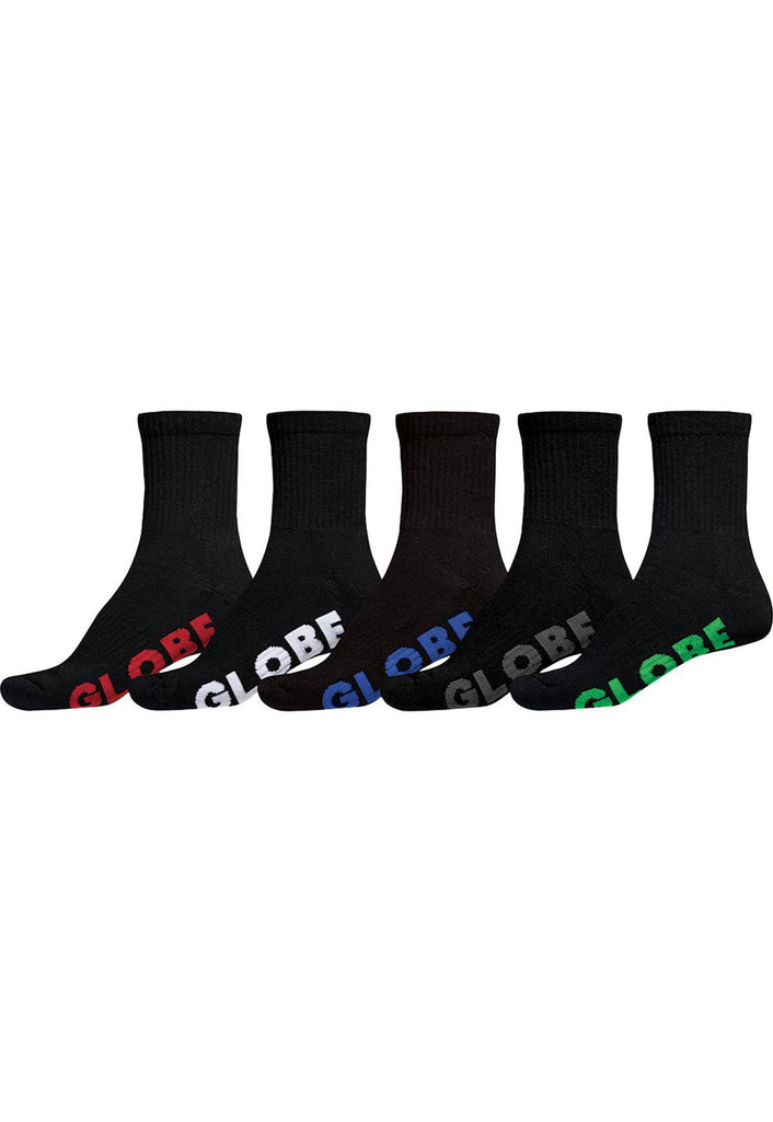 Globe Stealth Crew Socks 5 Pack Black 