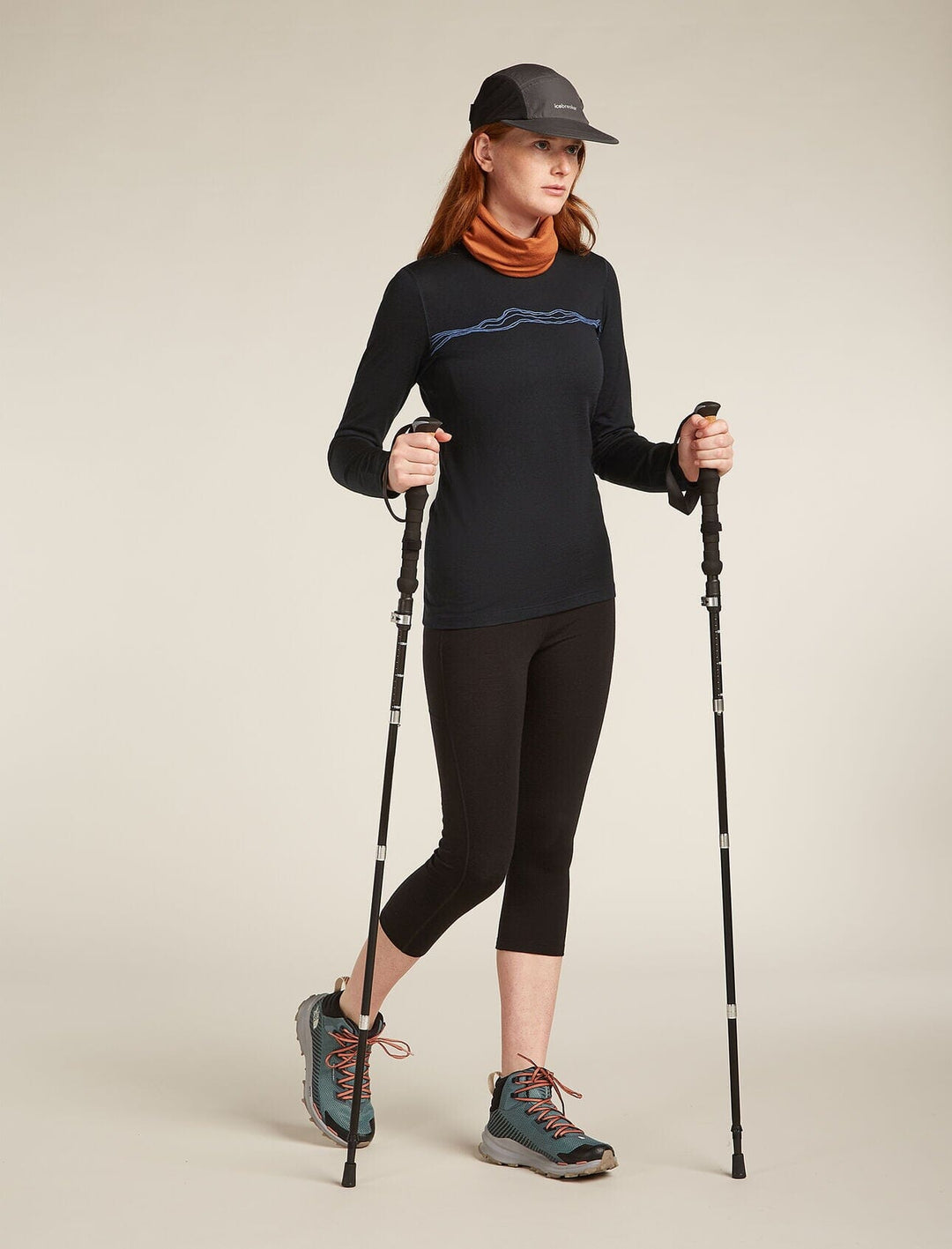 Icebreaker Womens Merino 200 Oasis Long Sleeve Crewe Mountain Pulse 