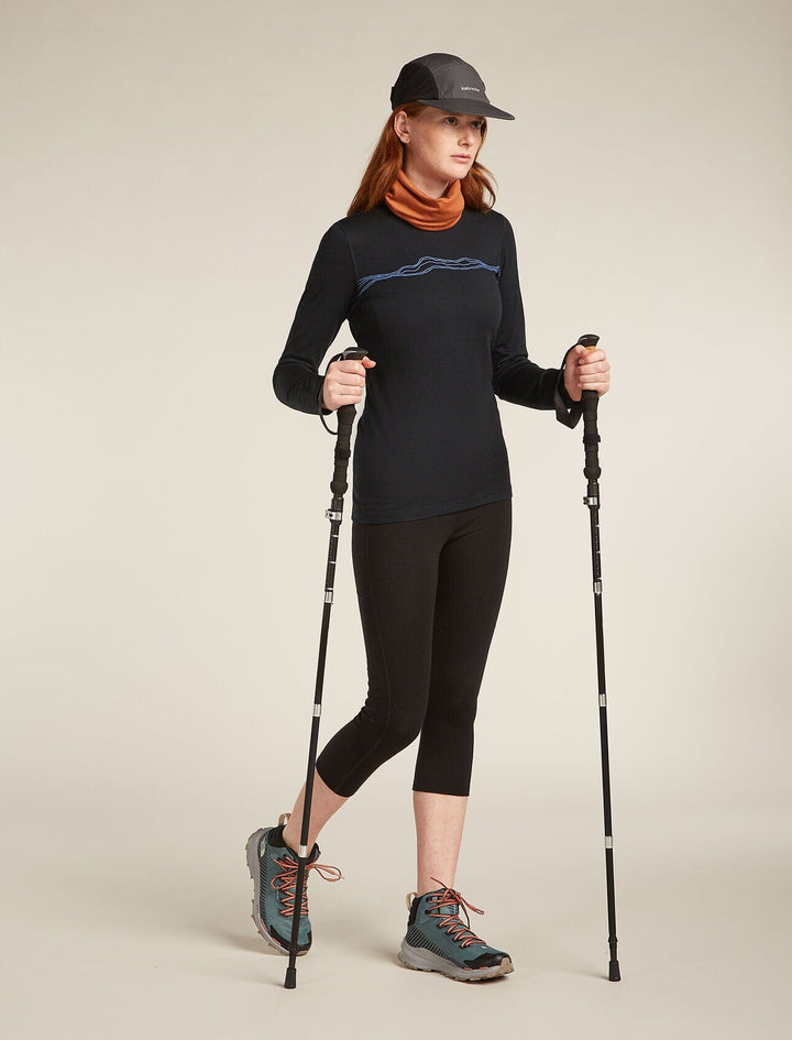Icebreaker Womens Merino 200 Oasis Long Sleeve Crewe Mountain Pulse 