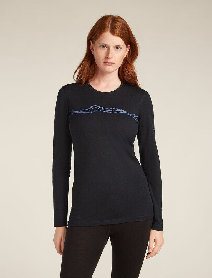 Icebreaker Womens Merino 200 Oasis Long Sleeve Crewe Mountain Pulse 