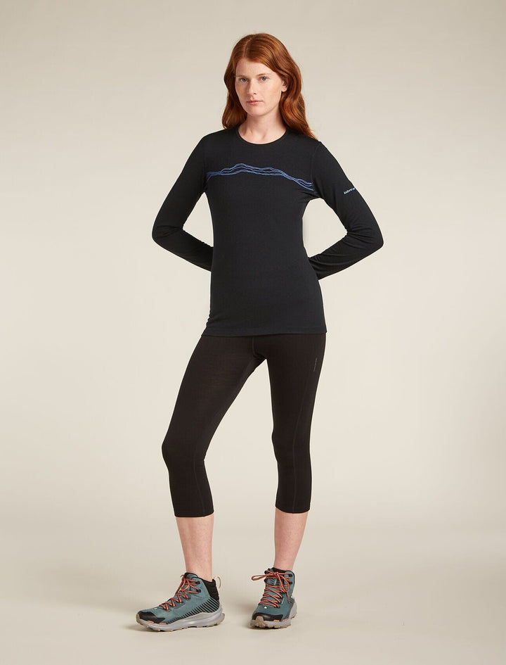 Icebreaker Womens Merino 200 Oasis Long Sleeve Crewe Mountain Pulse 