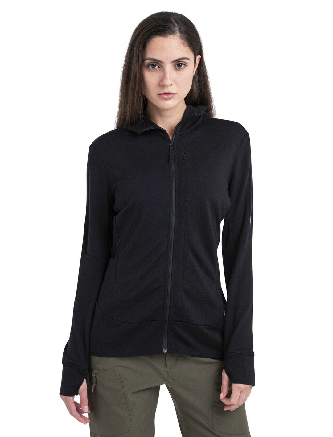 Icebreaker Womens Merino 260 Quantum IV Long Sleeve Zip Hoodie Black XS 