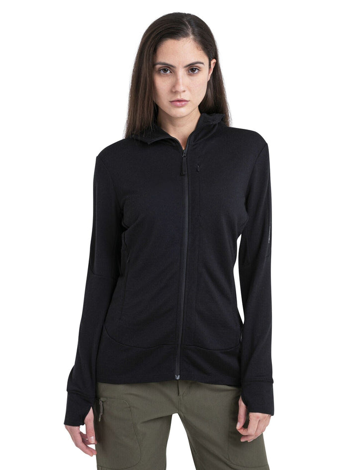 Icebreaker Womens Merino 260 Quantum IV Long Sleeve Zip Hoodie Black XS 