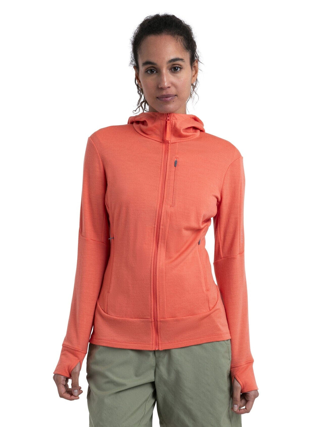 Icebreaker Womens Merino 260 Quantum IV Long Sleeve Zip Hoodie Tang XS 