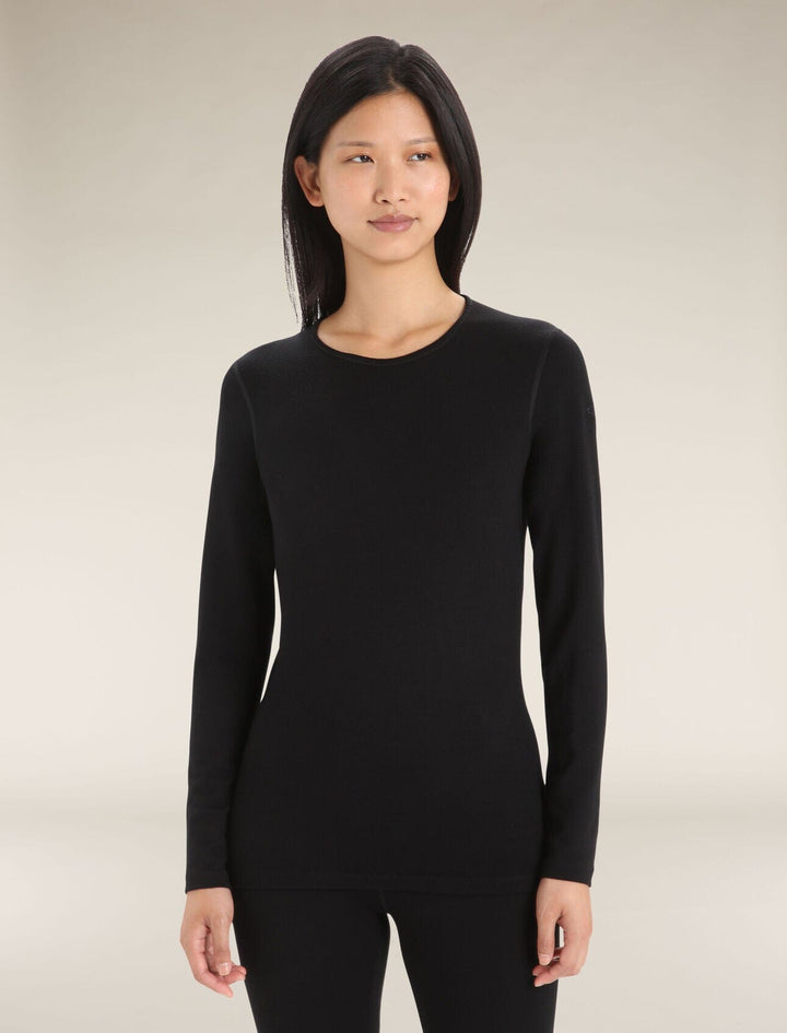 Icebreaker Womens Merino 260 Tech Long Sleeve Crewe Black S 