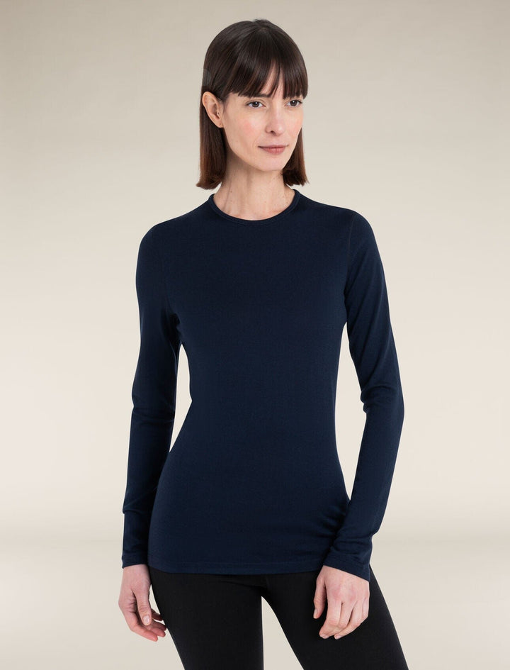 Icebreaker Womens Merino 260 Tech Long Sleeve Crewe Midnight Navy S 