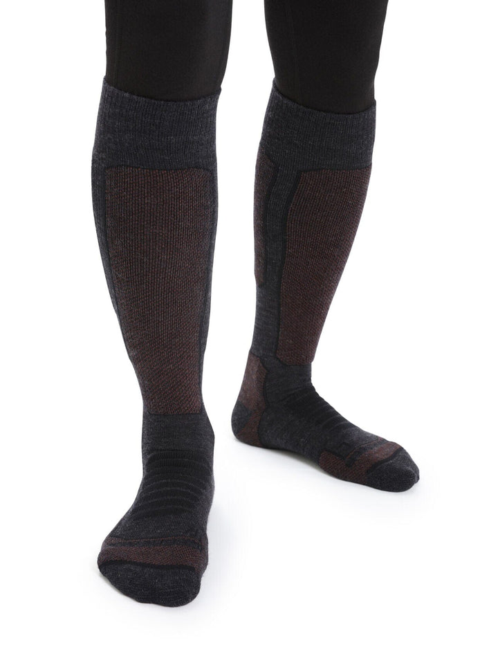 Icebreaker Womens Ski+ Medium Over The Calf Socks Jet Heather / Espresso S 