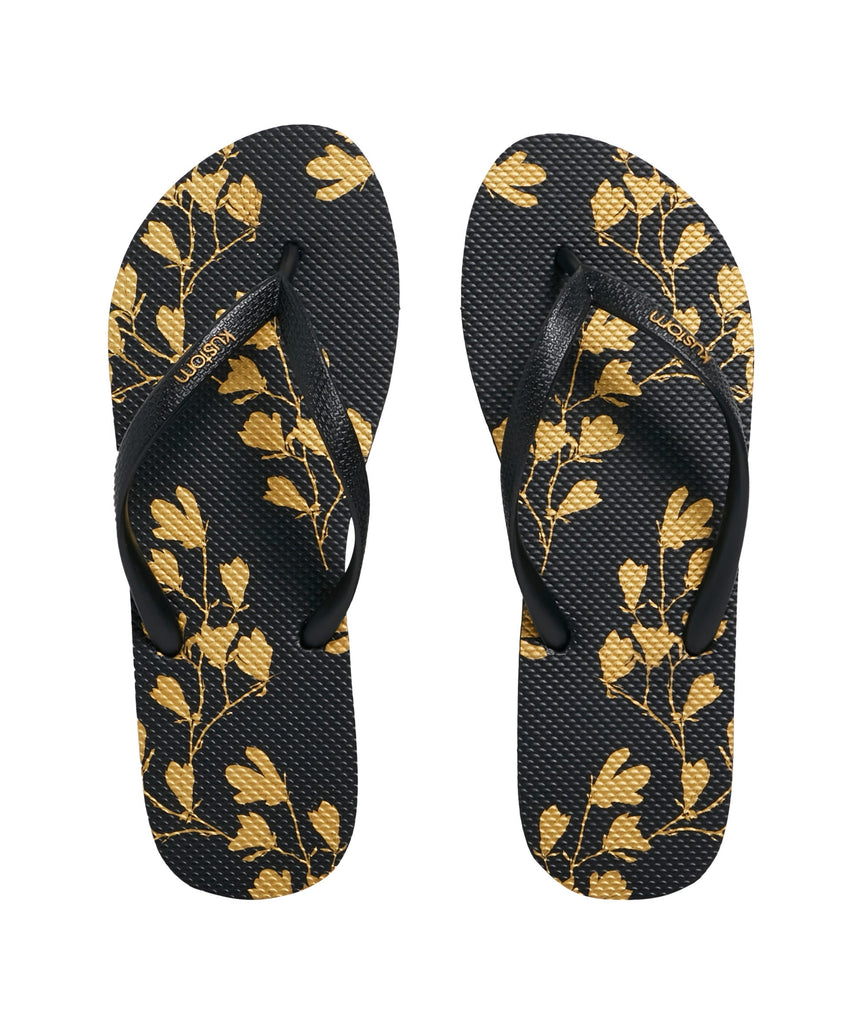 Kustom Classic Gold Floral Jandals 