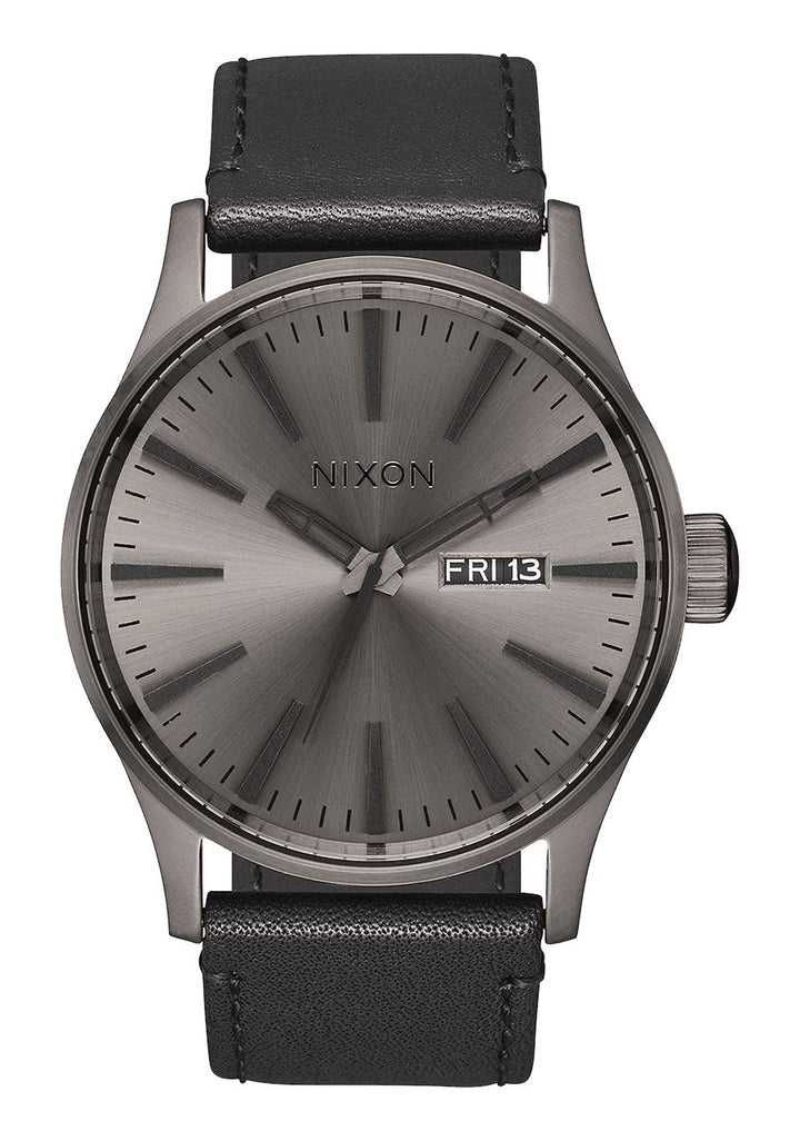 Nixon Sentry Leather Watch Gunmetal / Black 