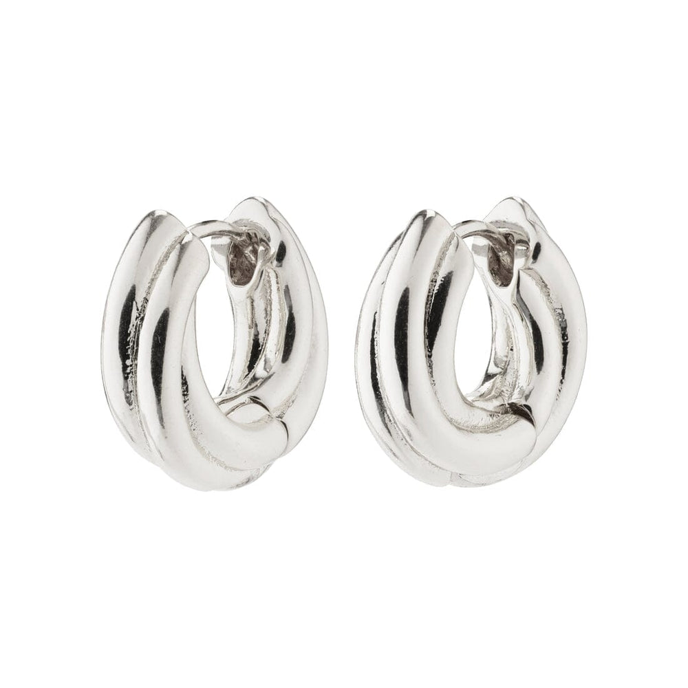 Pilgrim Edea Recycled Chunky Huggie Hoops Silver Plated 