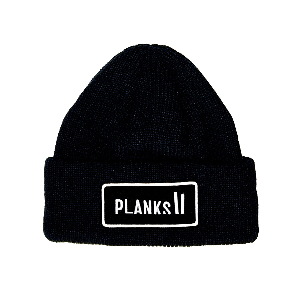 Planks Unisex Badge Beanie Black 