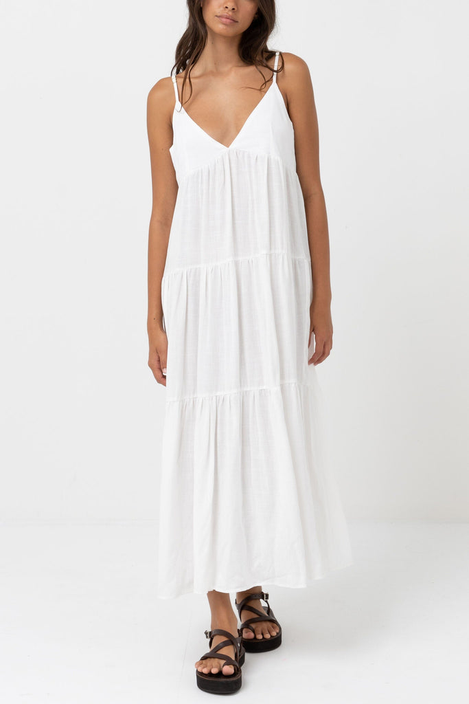 Rhythm Classic Tiered Midi Dress White 8 