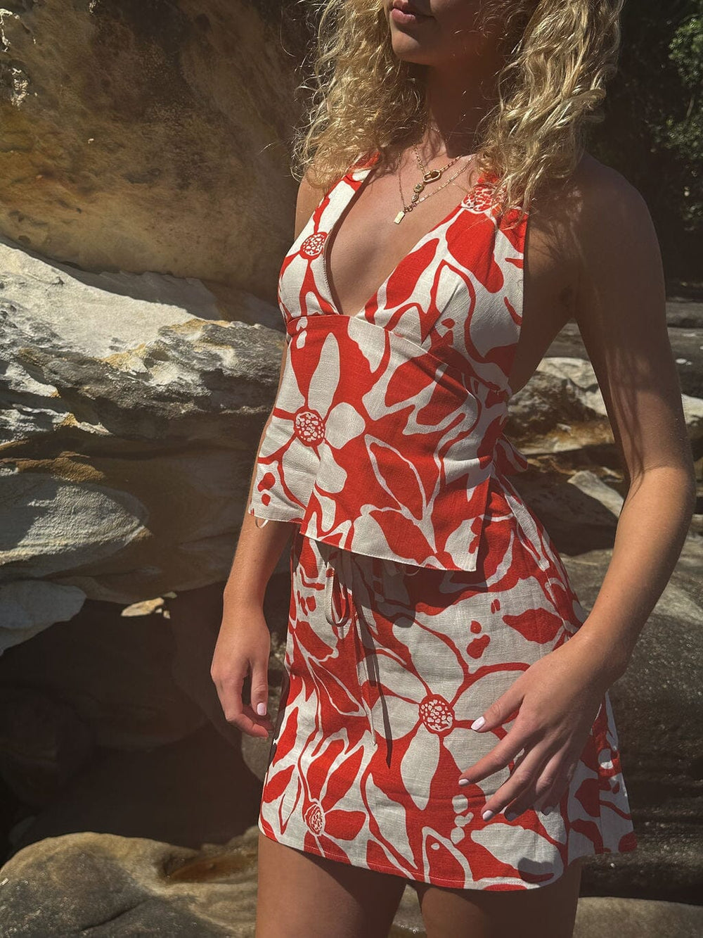 Rhythm Poppy Floral Halter Top 