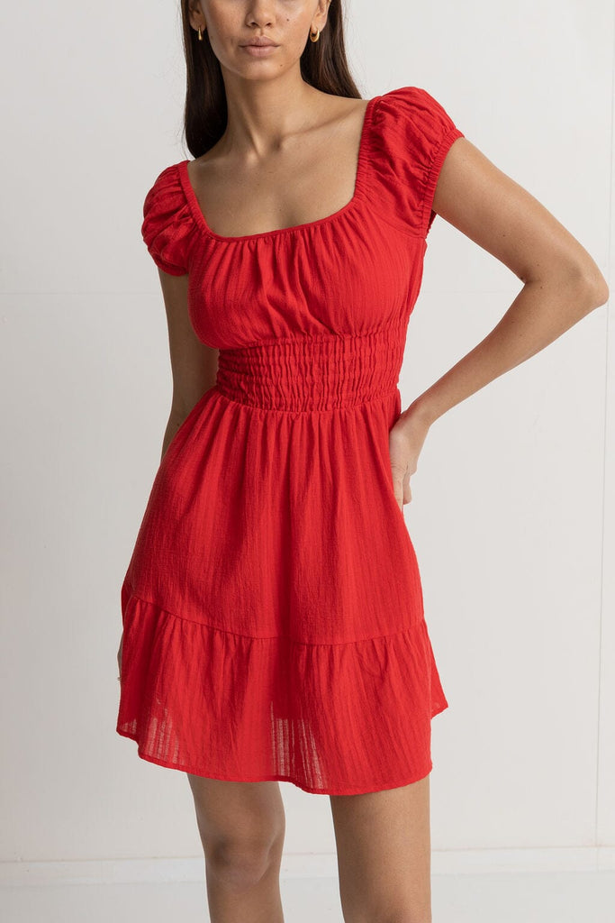 Rhythm Raya Cap Sleeve Mini Dress Red Sand 10 