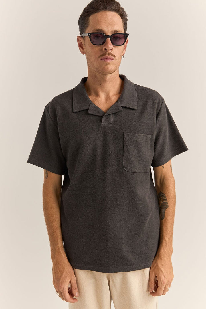 Rhythm Vintage Terry Polo Shirt Vintage Black S 