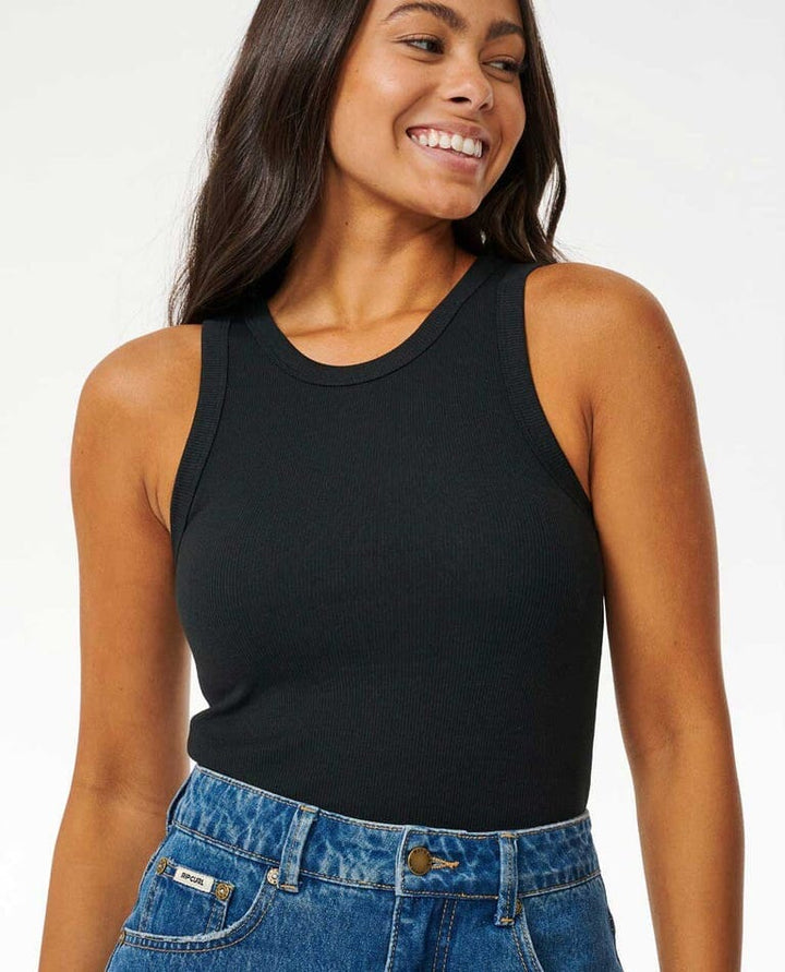 Rip Curl Classic Ribbed Tank Top Black XS 