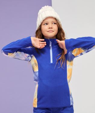 Roxy Sayna Girls Half Zip Fleece Bright White Pansy Pansy 16Y / XXL 