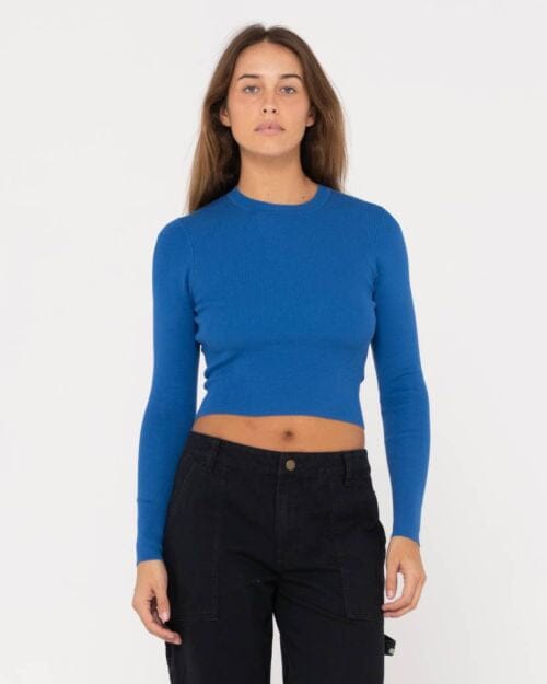 Rusty Amelia Cropped Long Sleeve Knit Top 