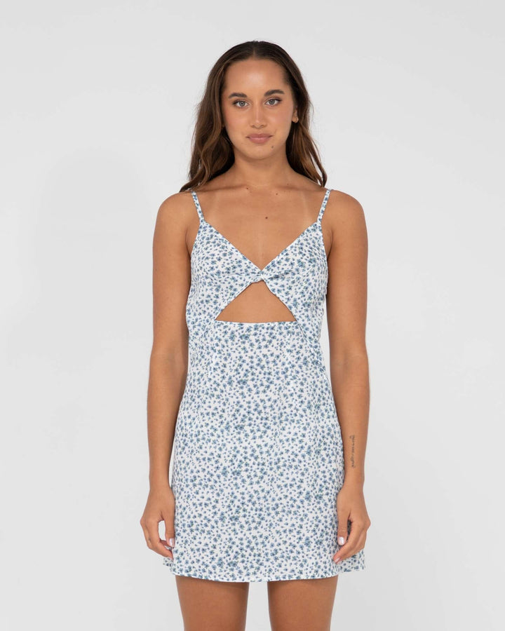 Rusty Balnear Floral Printed Cut Out Mini Dress 