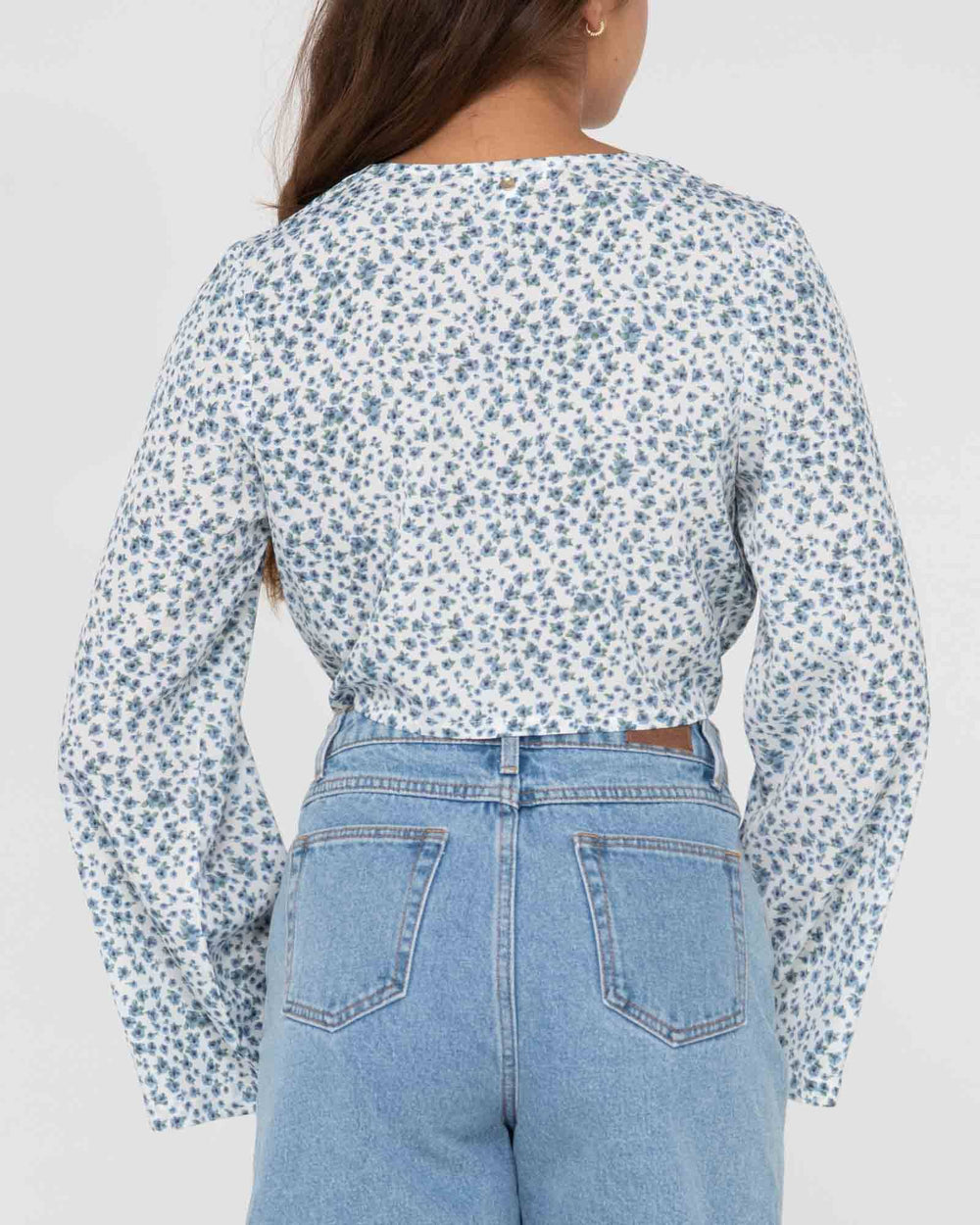 Rusty Balnear Floral Printed Tie Front Cropped Shirt 