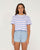 Rusty Camila Stripe Relaxed Crop T-Shirt Periwinkle Blue 12 
