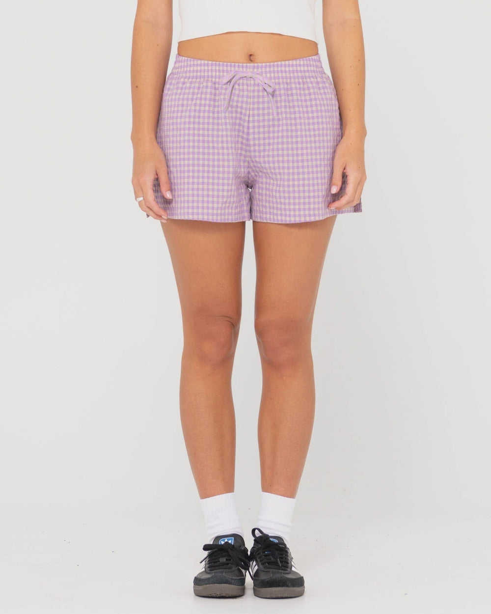 Rusty Checked Out Elastic Waist Shorts 
