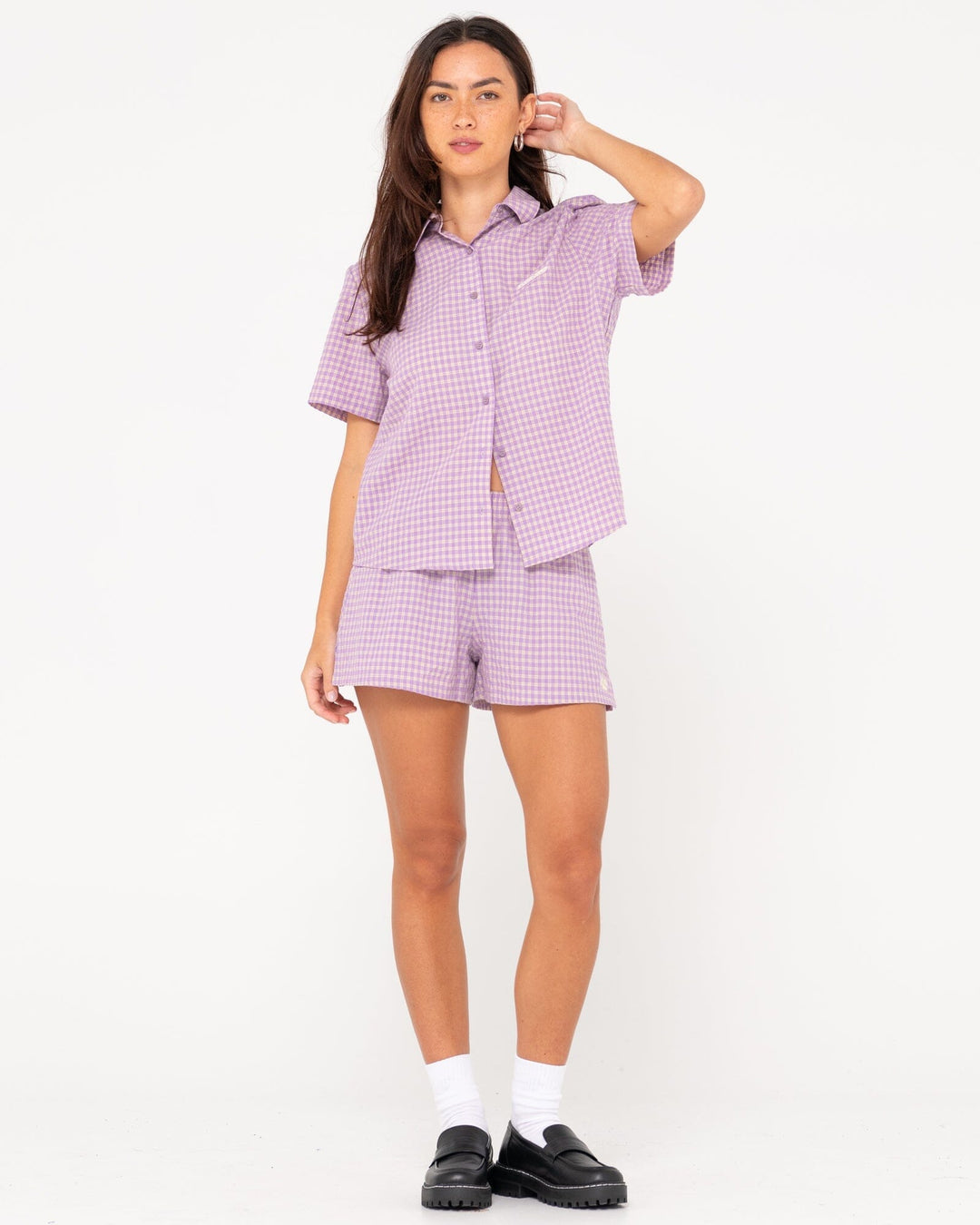 Rusty Checked Out Elastic Waist Shorts 