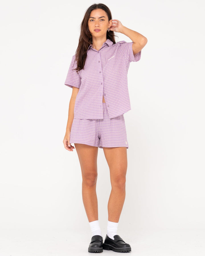 Rusty Checked Out Elastic Waist Shorts 