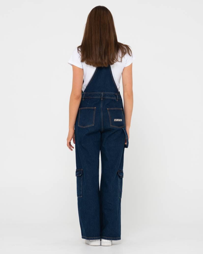 Rusty Dax Wide Baggy Cargo Denim Overalls 