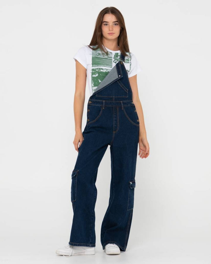 Rusty Dax Wide Baggy Cargo Denim Overalls 