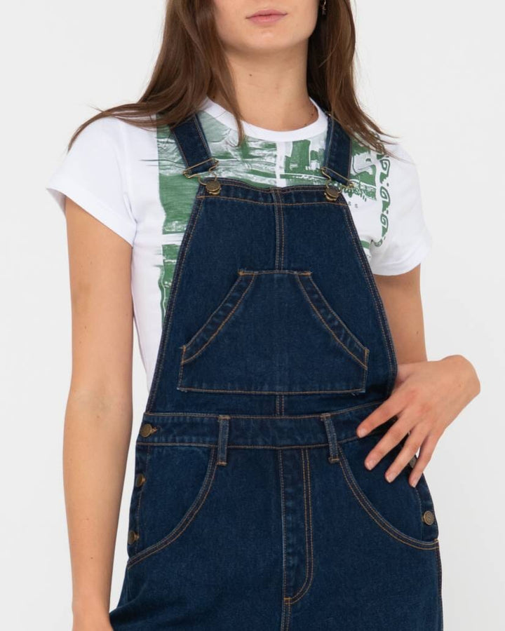 Rusty Dax Wide Baggy Cargo Denim Overalls 