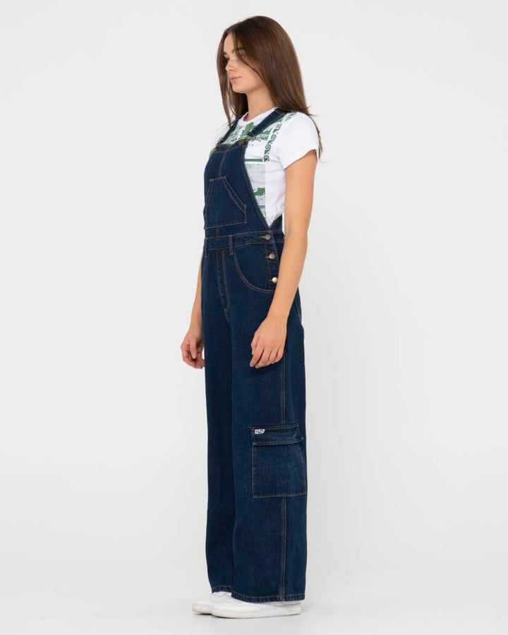 Rusty Dax Wide Baggy Cargo Denim Overalls 