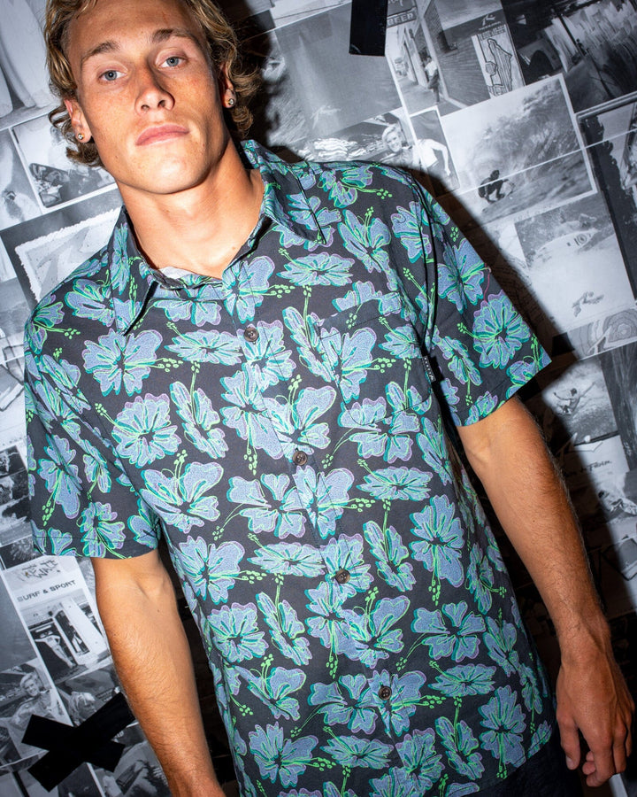 Rusty Hi Viscus Ramie Short Sleeve Shirt 