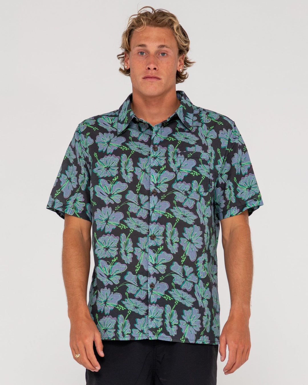 Rusty Hi Viscus Ramie Short Sleeve Shirt 