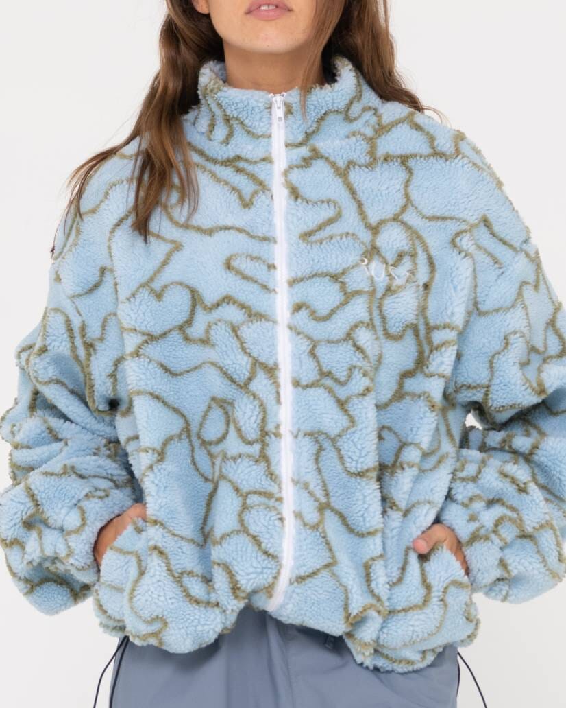 Rusty Low Tides Zip Through Sherpa Fleece 