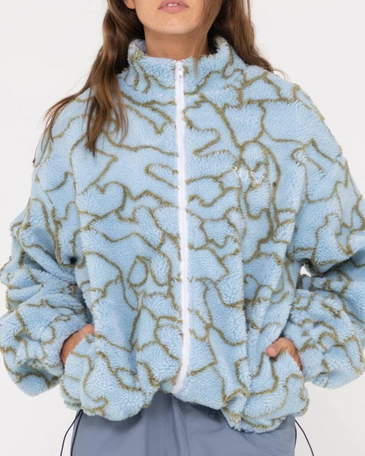 Rusty Low Tides Zip Through Sherpa Fleece 