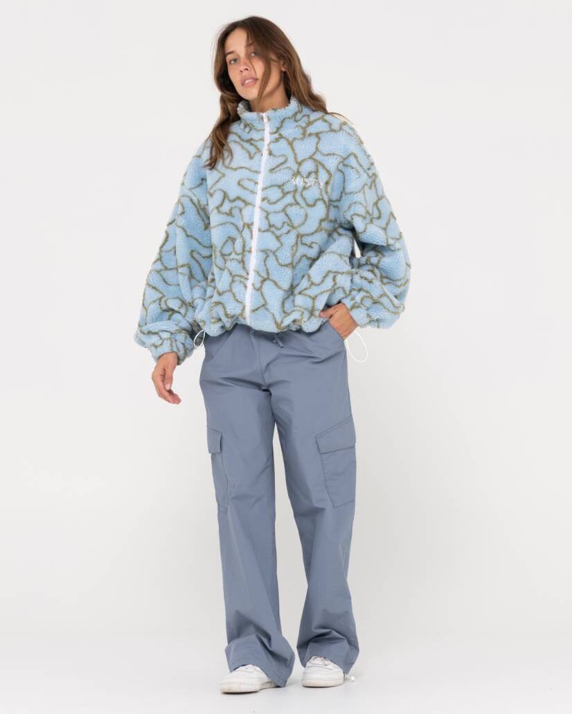 Rusty Low Tides Zip Through Sherpa Fleece 