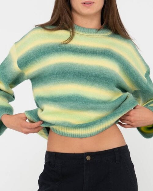Rusty Marissa Long Sleeve Crew Neck Ombre Knit 